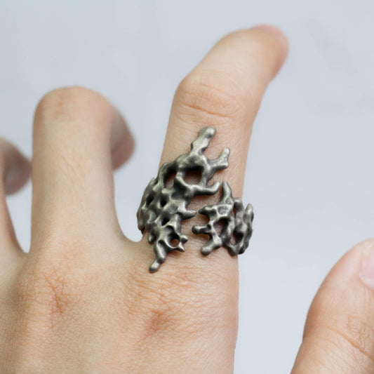 Handcrafted Silver Organic Coral Ring