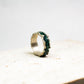 Organic Galaxy Silver Ring ââ‚?Handmade Cosmic Textured Jewelry with Green Resin