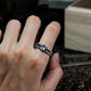 Gothic Sunburst Silver Ring ââ‚?Handmade Dark Fantasy Jewelry with Blue Opal