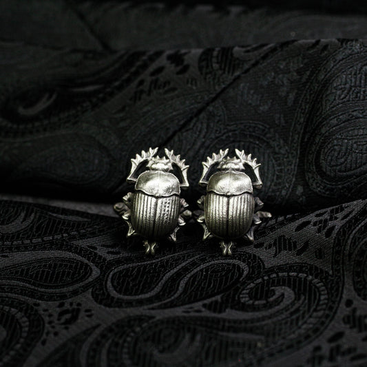 Holy Beetle Scarab Cufflinks - 925 Silver Handmade