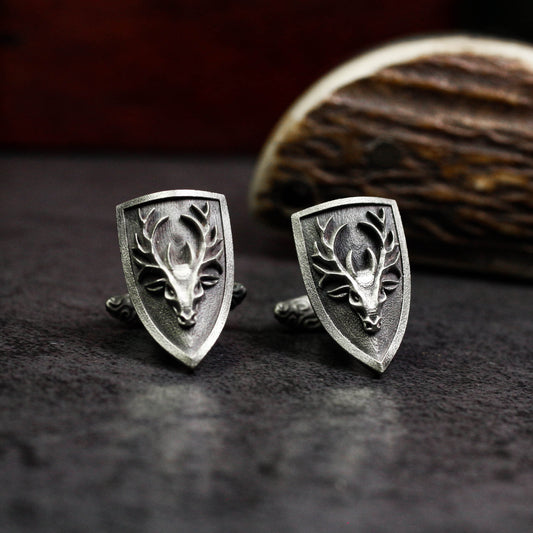 Vintage Stag Cufflinks - 925 Silver Handmade