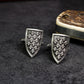 Iris Shield Cufflinks, Fleur de Lys Design - 925 Sterling Silver Handmade