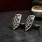 Iris Shield Cufflinks, Fleur de Lys Design - 925 Sterling Silver Handmade