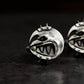 Dark Moon Child Cufflinks, Raven Skull Witch Jewelry - 925 Sterling Silver Handmade