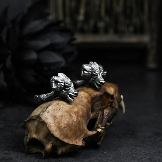 Ram's Horn Skull Cufflinks - 925 Sterling Silver Handmade