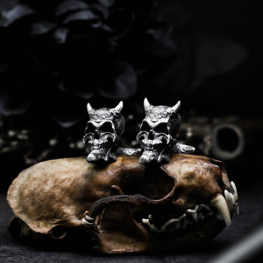 Baroque Smiley Skull Cufflinks - 925 Silver Handmade