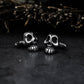 Giant Teeth Skull Cufflinks, Rune Carved - 925 Sterling Silver Handmade