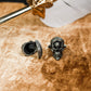 One-Eyed Skull Cufflinks, Scary Big Eyeballs - 925 Sterling Silver Handmade