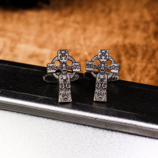 Baroque Cross Cufflinks - 925 Silver Handmade