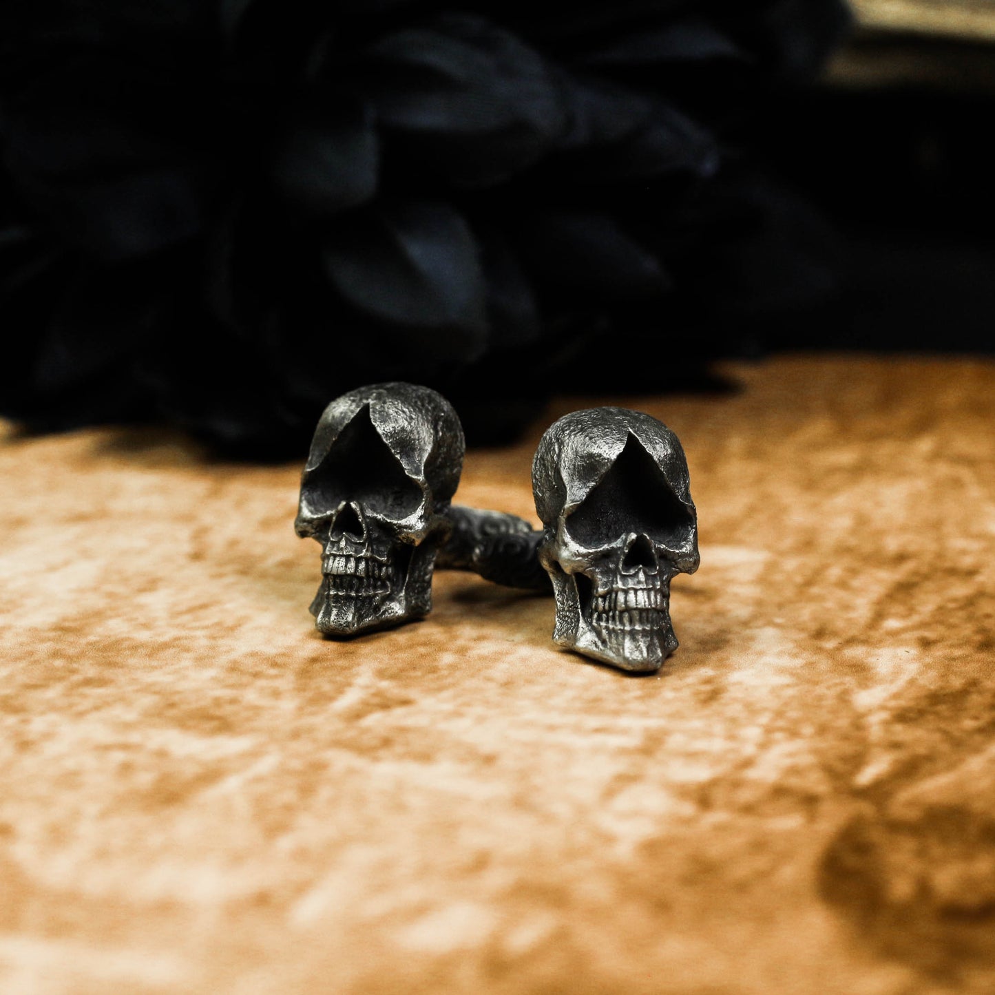 Ace of Spades Skull Cufflinks - 925 Sterling Silver Handmade