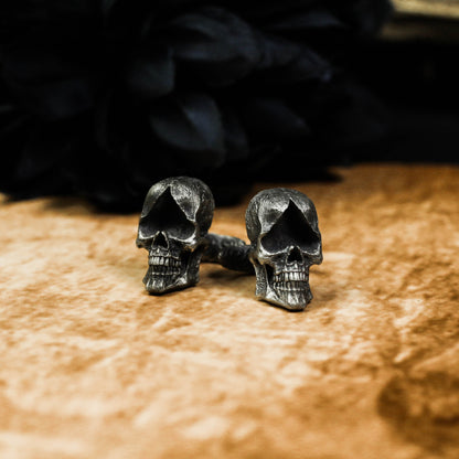Ace of Spades Skull Cufflinks - 925 Sterling Silver Handmade