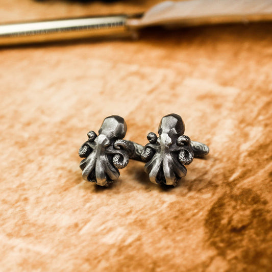 Nautical Octopus Cufflinks, Sea Creature - 925 Sterling Silver Handmade