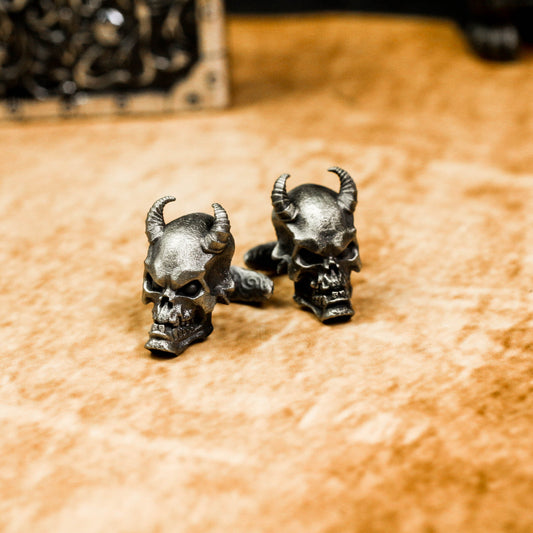 Spirit Skull Cufflinks, Horned Devil - 925 Sterling Silver Handmade