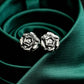 Burgundy Bliss Rose Cufflinks - 925 Sterling Silver Handmade