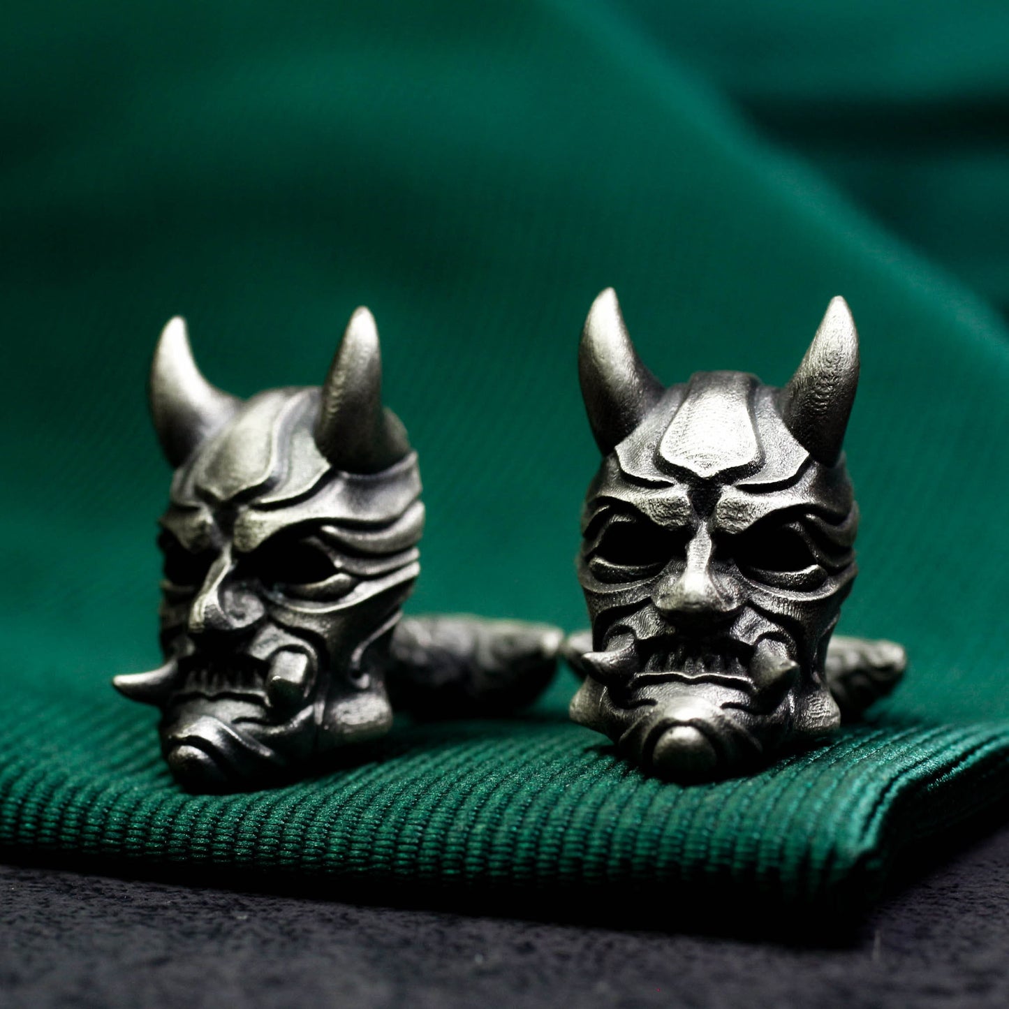 Japanese Ghost Mask Cufflinks, Prajna Design - 925 Sterling Silver Handmade