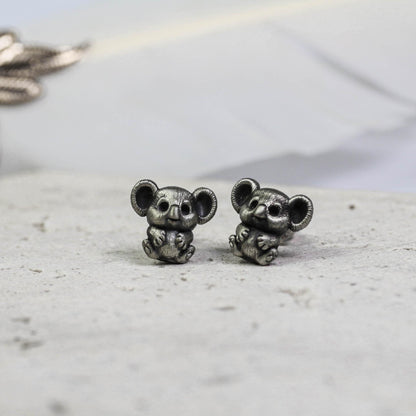 Tiny Mouse Earrings - 925 Sterling Silver Handmade