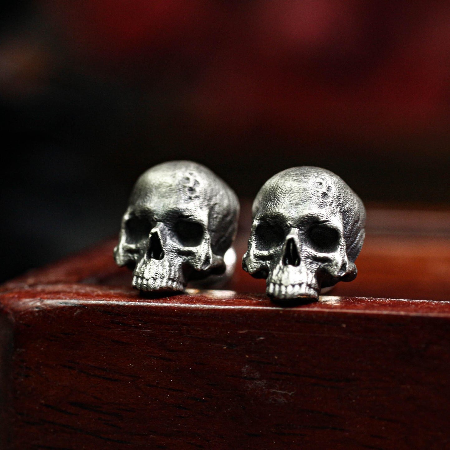 Raw Skull Earrings - 925 Sterling Silver Handmade