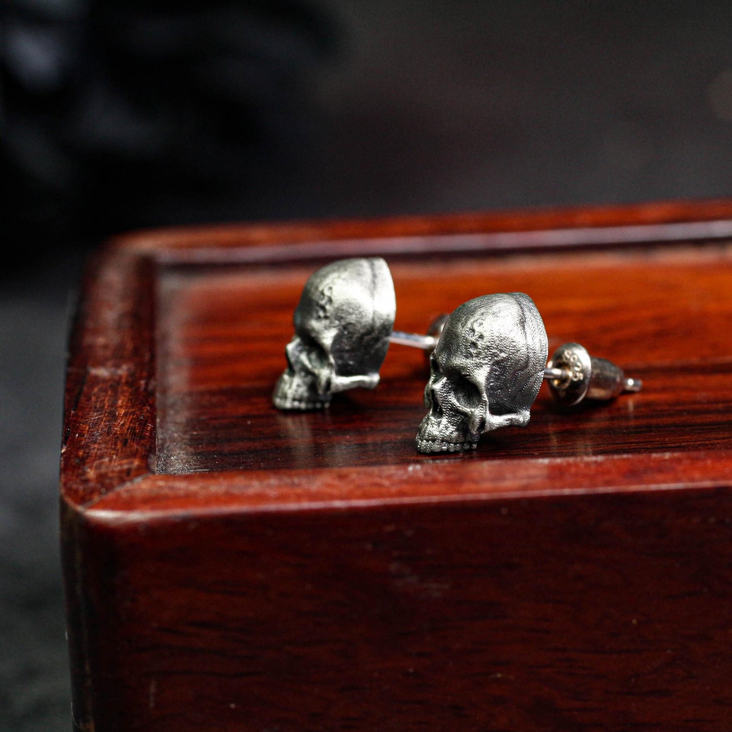 Raw Skull Earrings - 925 Sterling Silver Handmade