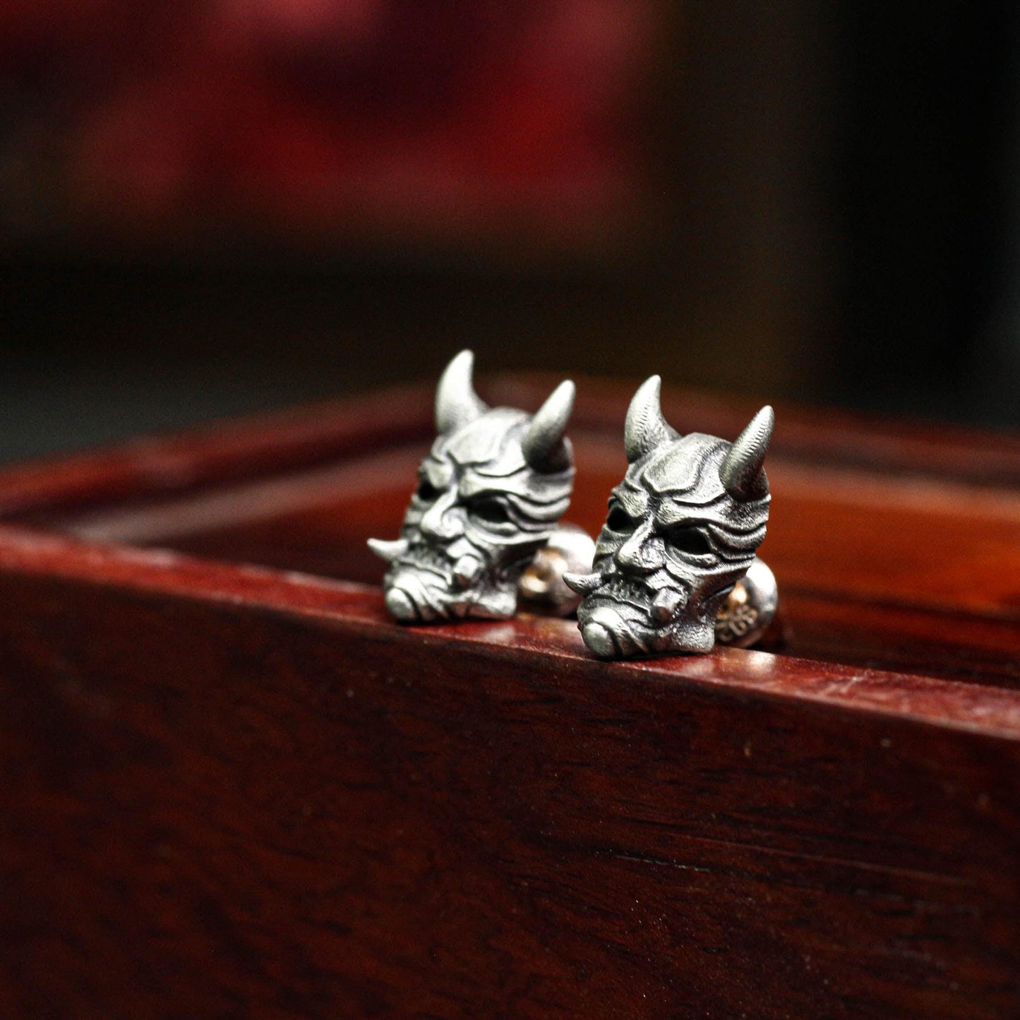 Horned Oni Earrings - 925 Sterling Silver Handmade