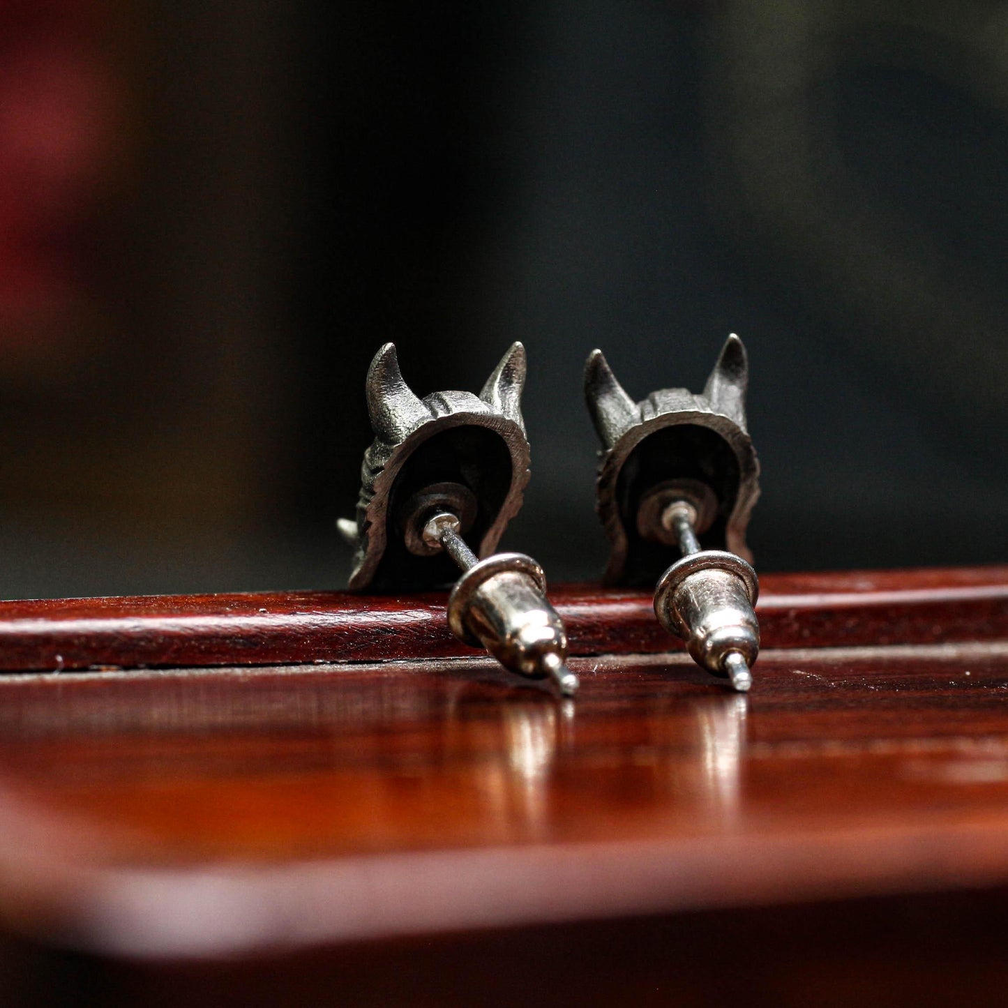 Horned Oni Earrings - 925 Sterling Silver Handmade