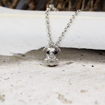 Dog Pendant - 925 Sterling Silver Handmade (Eye Color Optional)