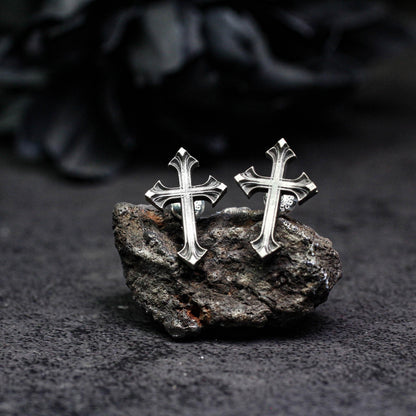 Sacred Cross Earrings - 925 Sterling Silver Handmade