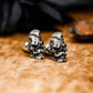 Menacing Skull Face Earrings - 925 Sterling Silver Handmade