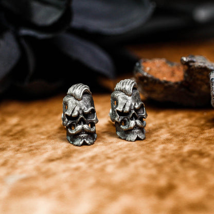 Menacing Skull Face Earrings - 925 Sterling Silver Handmade