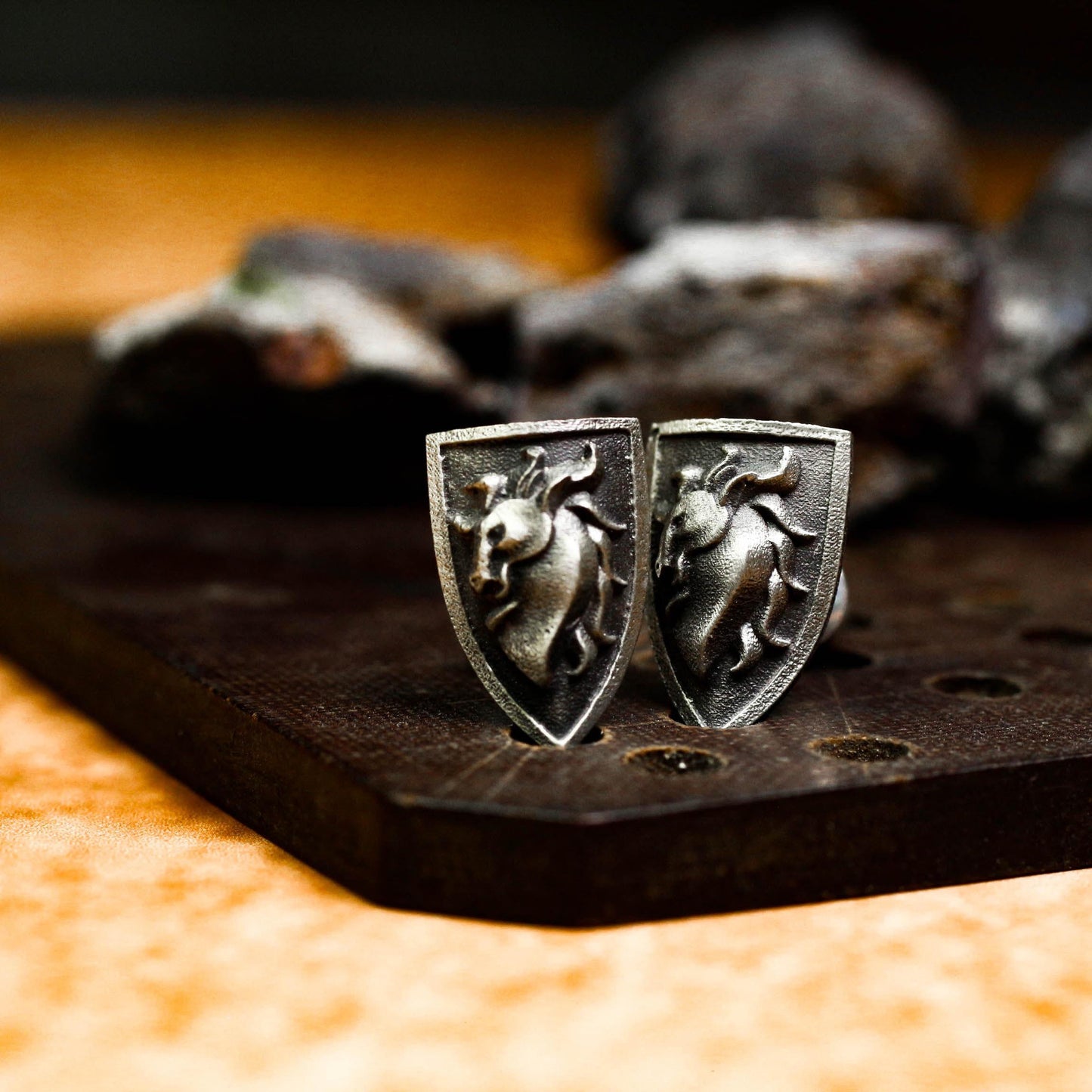 Knight Shield Earrings - 925 Sterling Silver Gothic Jewelry