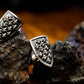 Iris Shield Stud Earrings - 925 Sterling Silver Handmade