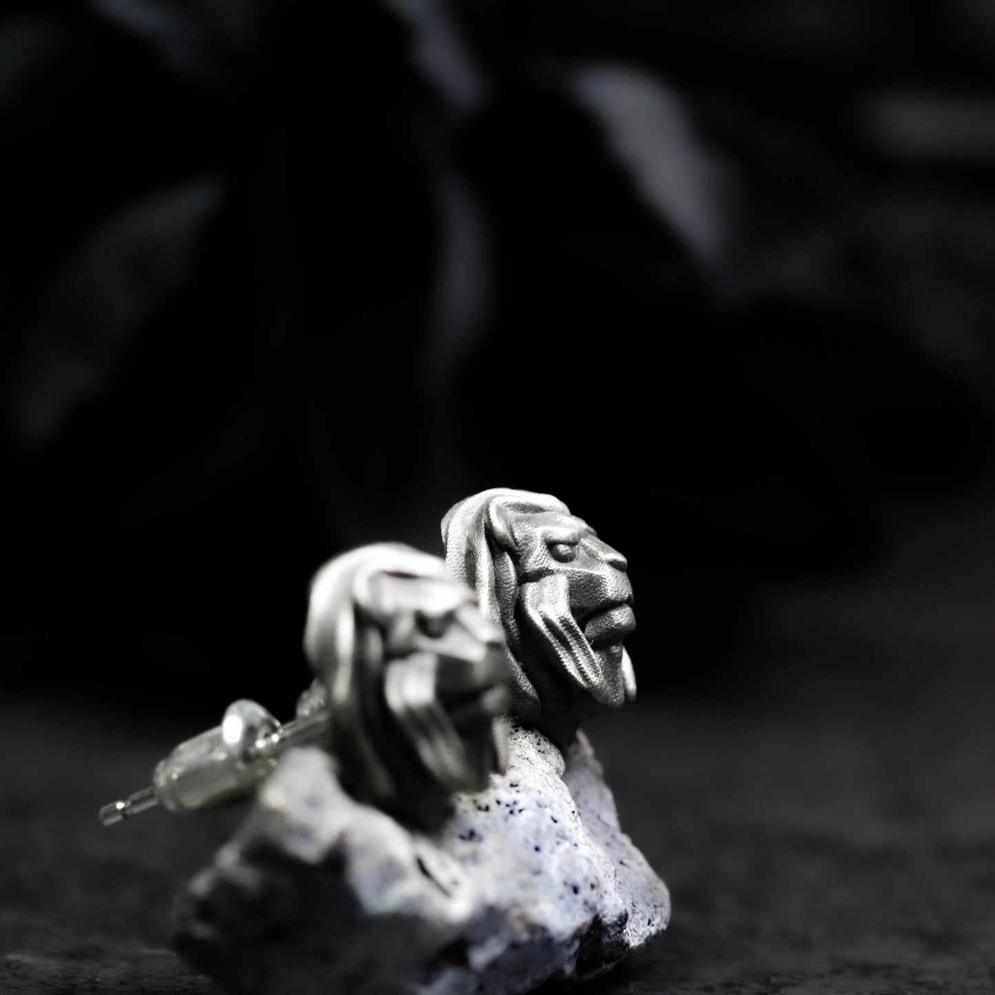 Lion Head Earrings - 925 Sterling Silver Handmade