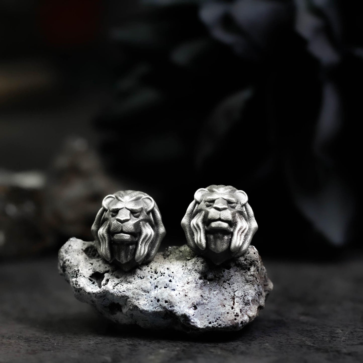 Lion Head Earrings - 925 Sterling Silver Handmade