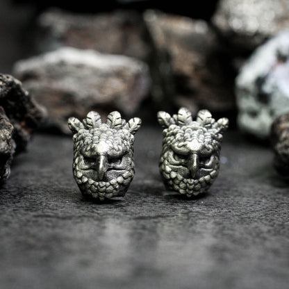 Owl Stud Earrings - Gothic Handmade 925 Sterling Silver