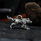 Mythic Flame Wolf Pendant - 925 Silver Handcrafted