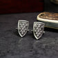 Iris Shield Cufflinks, Fleur de Lys Design - 925 Sterling Silver Handmade