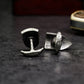 Iris Shield Cufflinks, Fleur de Lys Design - 925 Sterling Silver Handmade