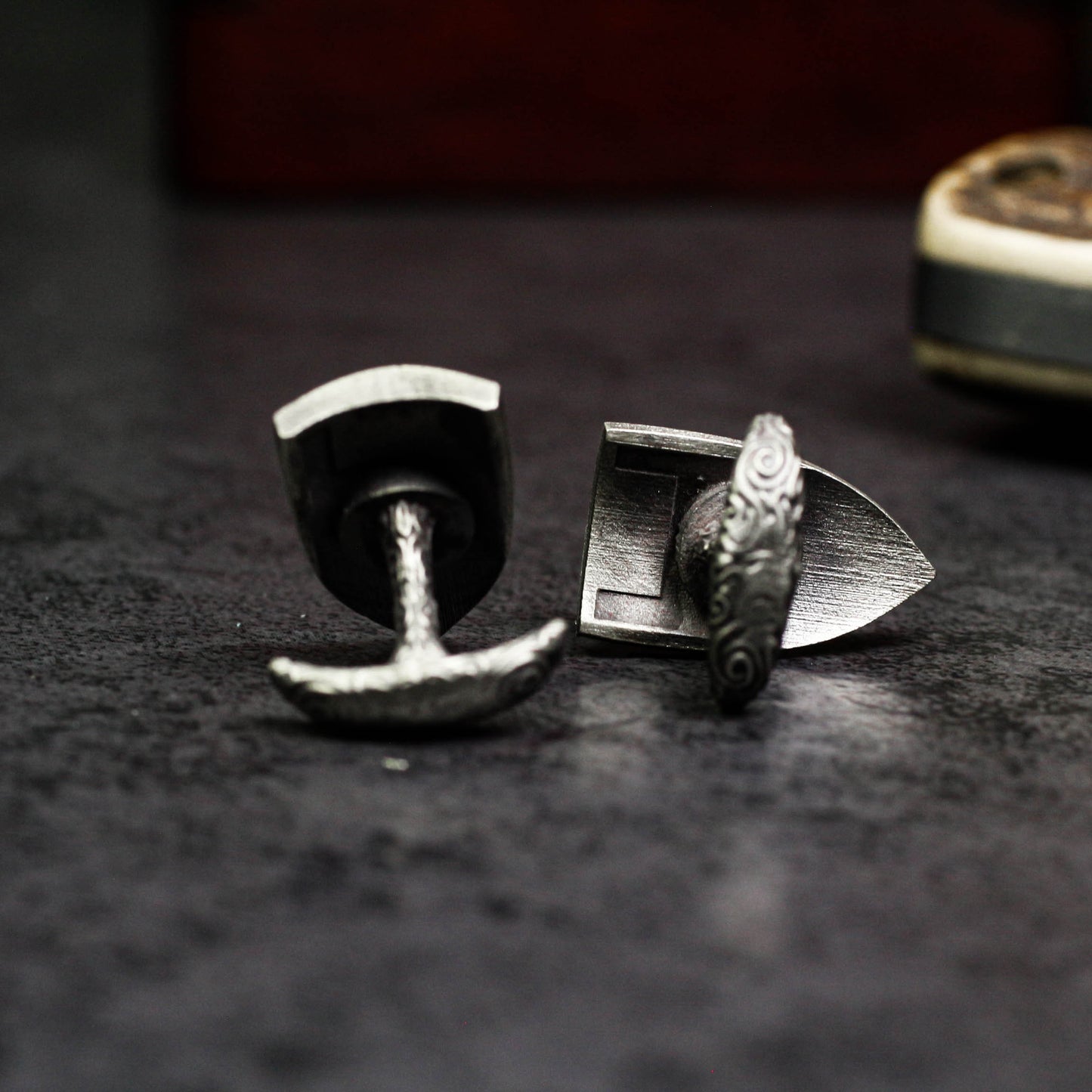 Iris Shield Cufflinks, Fleur de Lys Design - 925 Sterling Silver Handmade