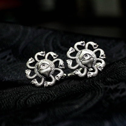 Medusa Skull Cufflinks - Gothic Devil?¡¥s Eye 925 Silver Handmade