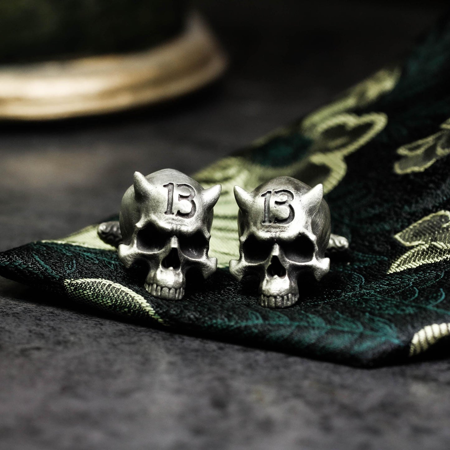 Spiritual Demon Skull Cufflinks, 925 Silver Handmade