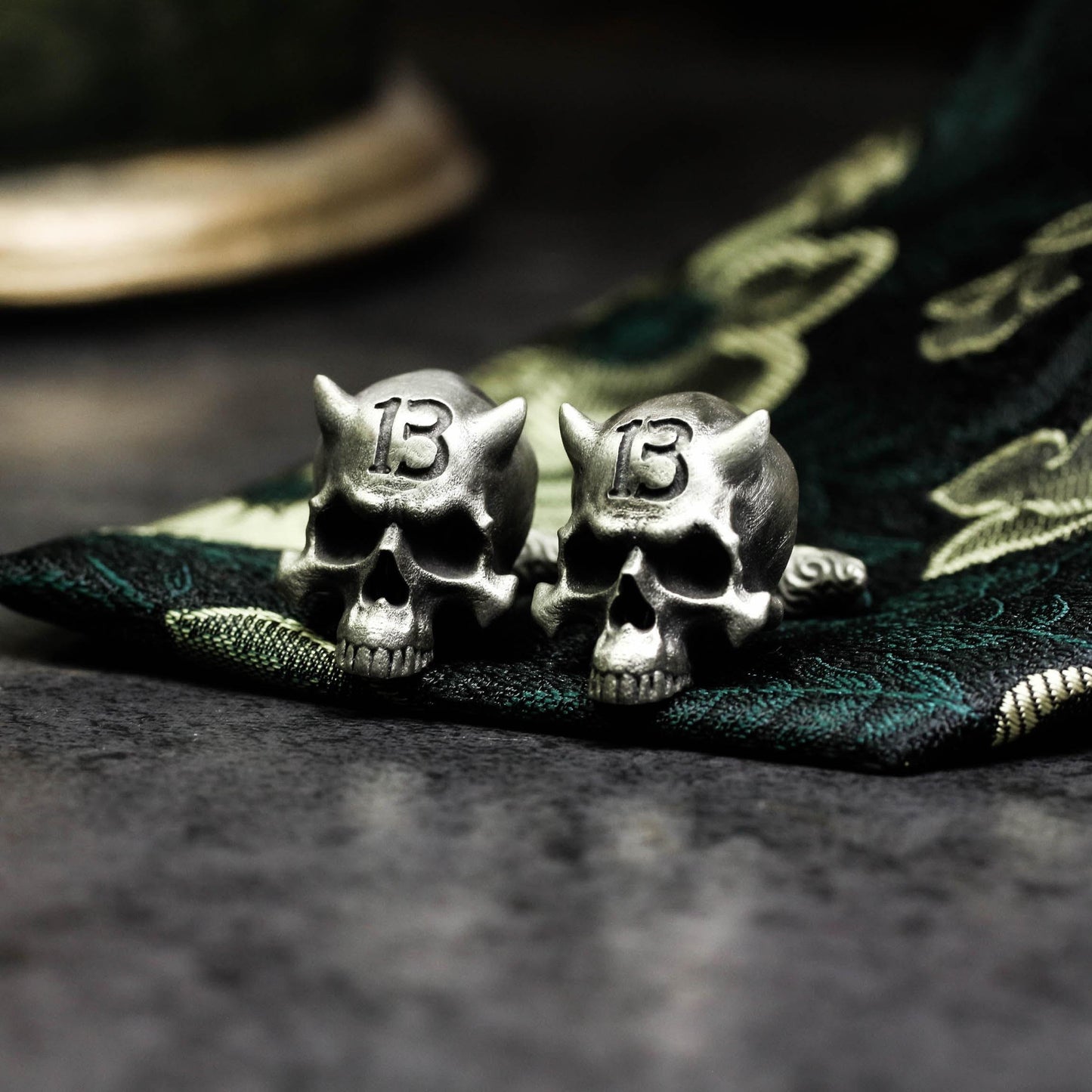 Spiritual Demon Skull Cufflinks, 925 Silver Handmade