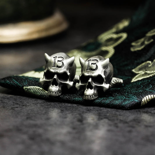 Spiritual Demon Skull Cufflinks, 925 Silver Handmade