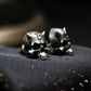 Savage Horned Skull Earrings - 925 Sterling Silver Handmade