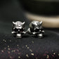 Savage Horned Skull Earrings - 925 Sterling Silver Handmade