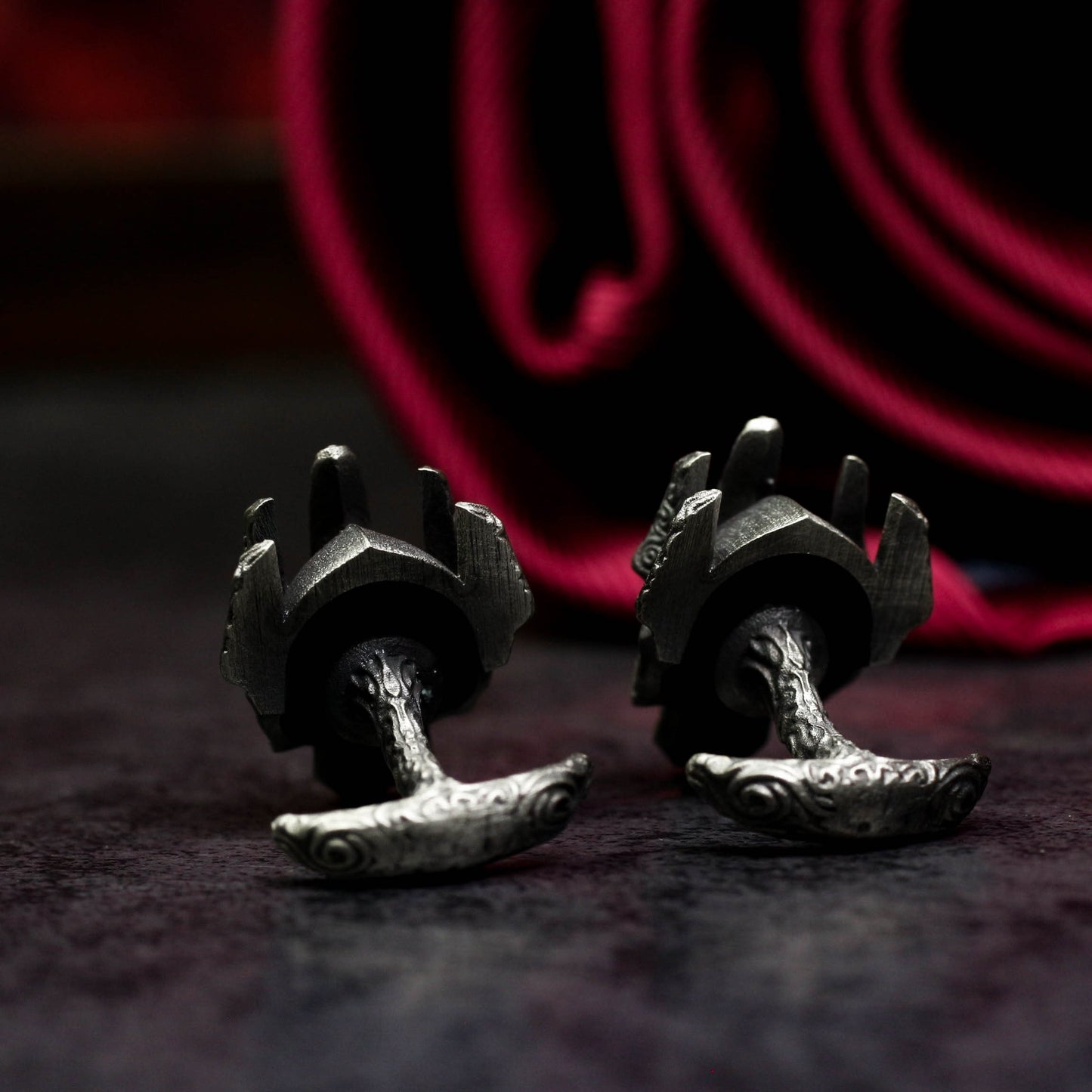 Gothic Crown Skull Cufflinks - 925 Sterling Silver Handmade