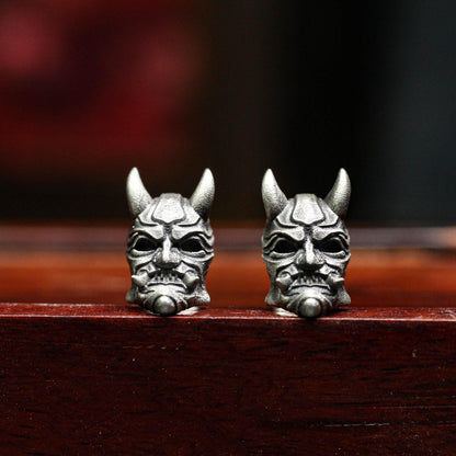 Horned Oni Earrings - 925 Sterling Silver Handmade