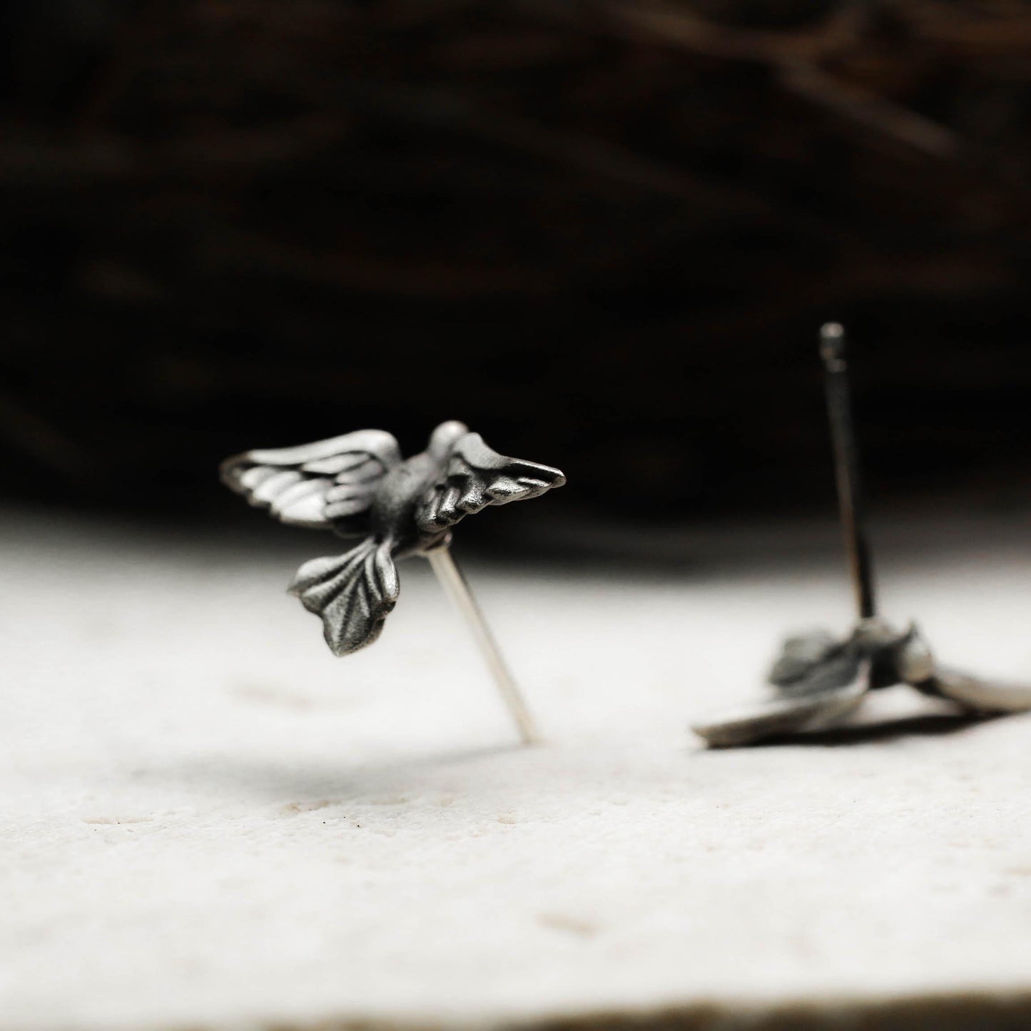 Peace Dove Stud Earring - 925 Sterling Silver Handmade