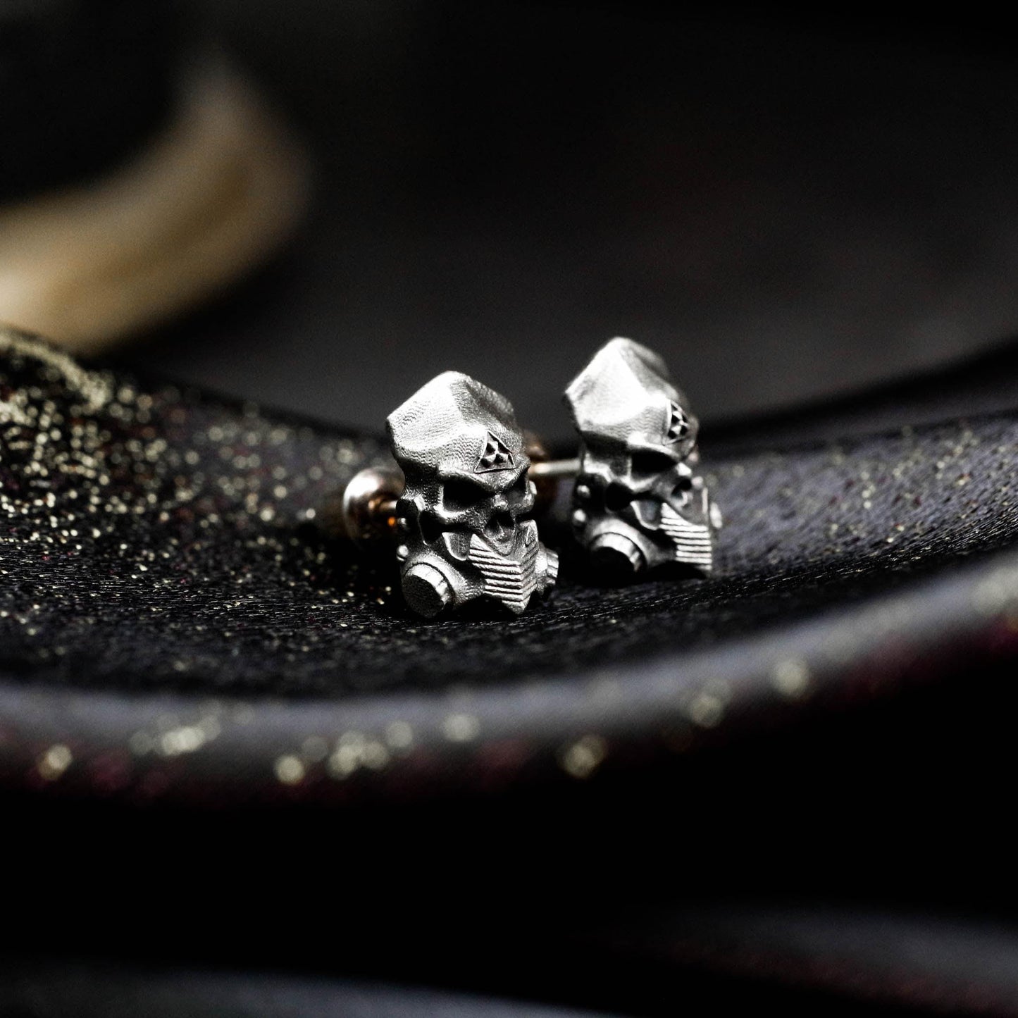 Samurai Skull Earrings - 925 Sterling Silver Handmade
