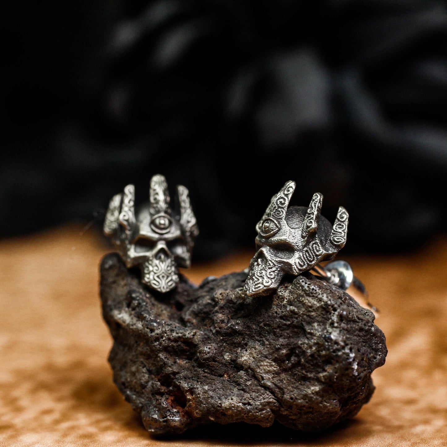 Cultist Skull Priest Earrings - 925 Sterling Silver Handmade