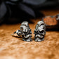 Menacing Skull Face Earrings - 925 Sterling Silver Handmade