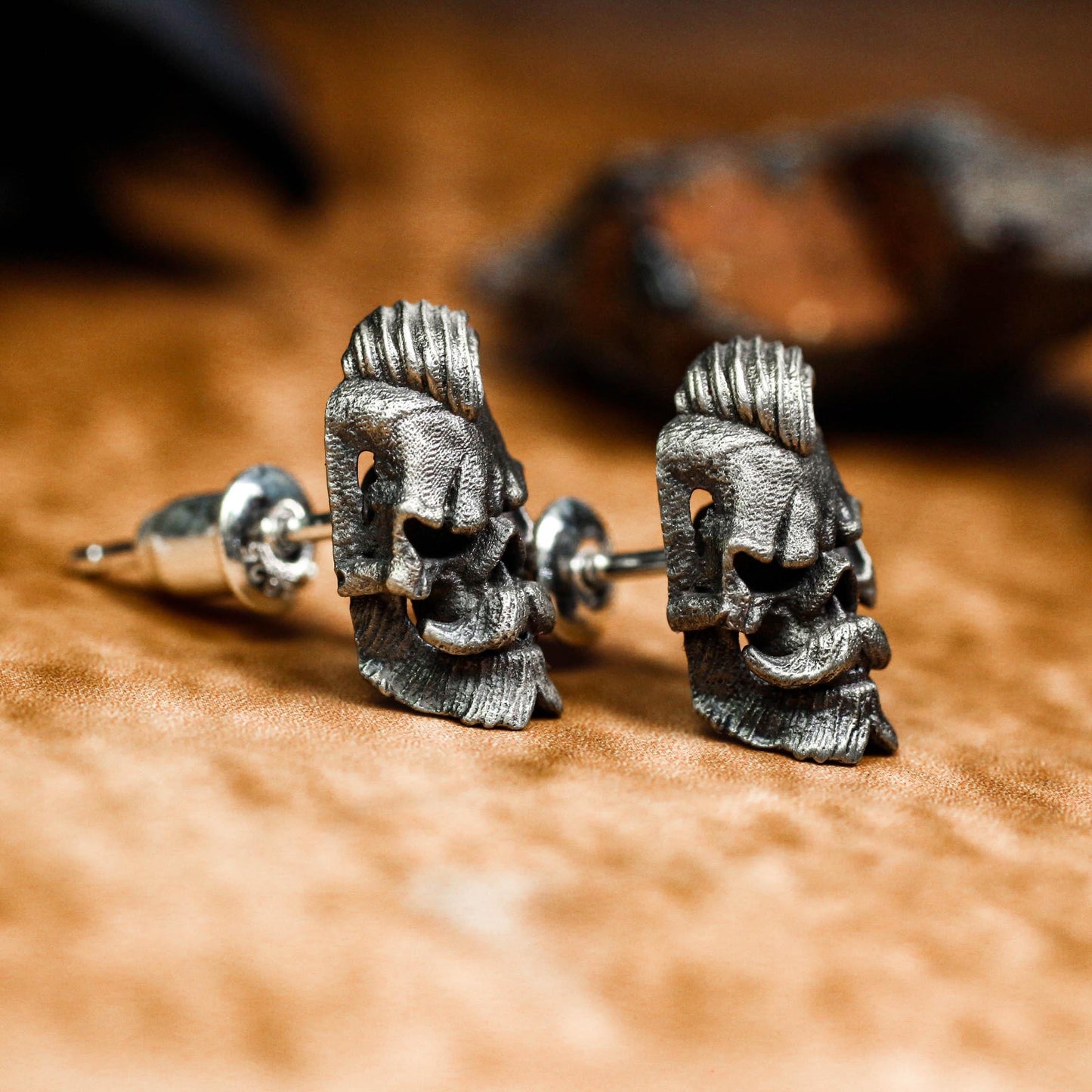 Menacing Skull Face Earrings - 925 Sterling Silver Handmade